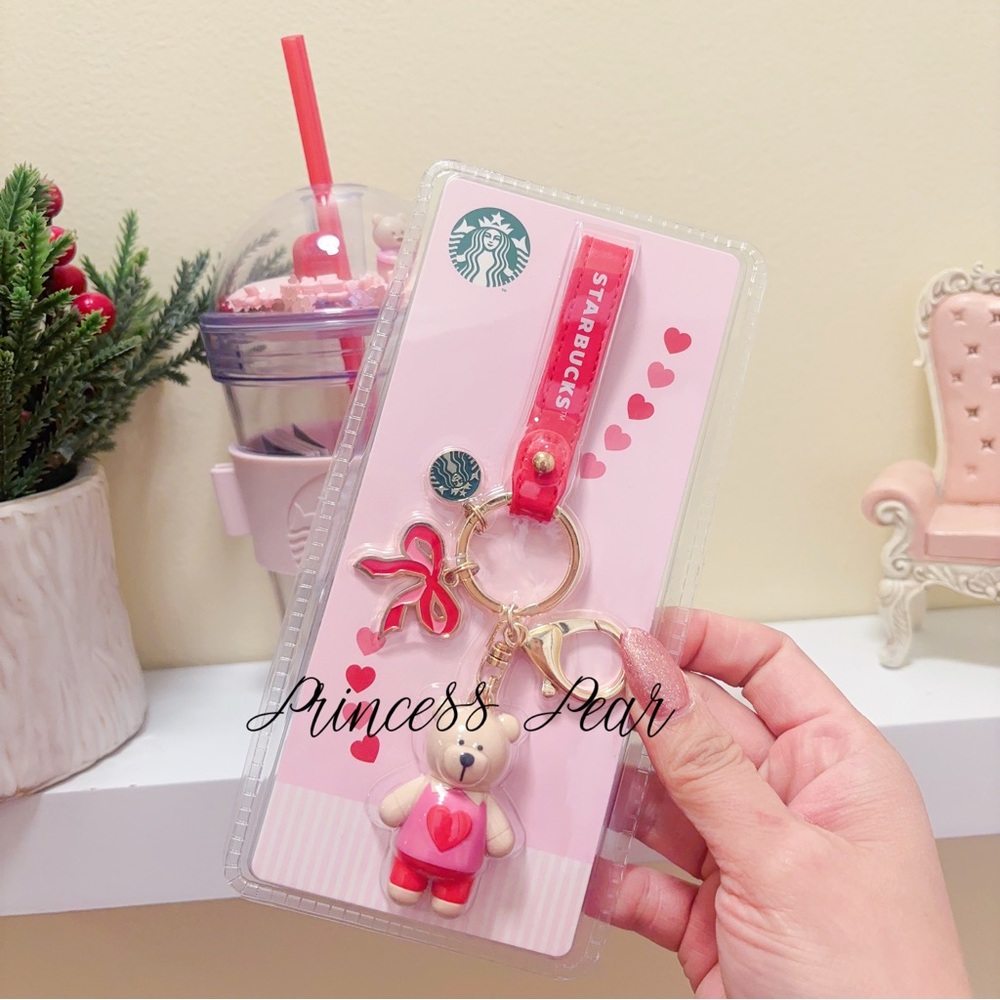 Starbucks Korea Valentine 2019 Bearista Dome Cup with keychain - Picture 8 of 9